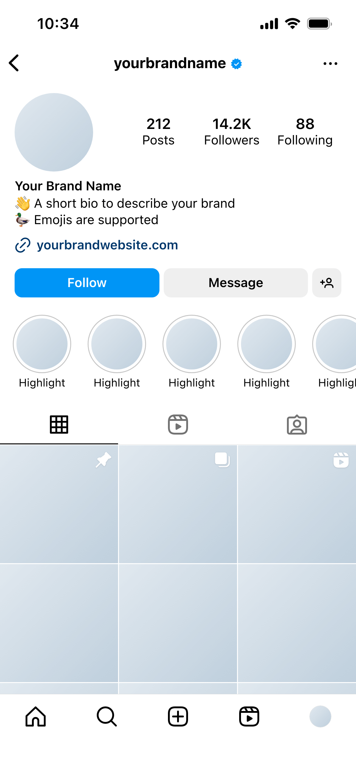 A phone showing an Instagram profile mockup.